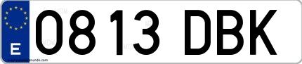 Ejemplo de matrícula española 0813 DBK