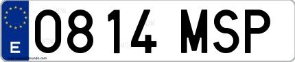 Ejemplo de matrícula española 0814 MSP