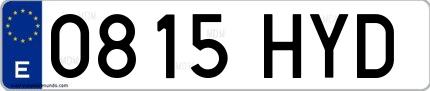 Ejemplo de matrícula de coche ordinaria 0815 HYD