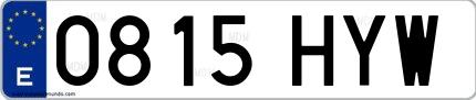 Ejemplo de matrícula española 0815 HYW