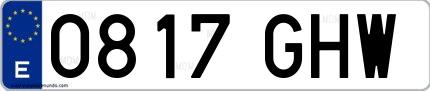 Ejemplo de matrícula española 0817 GHW