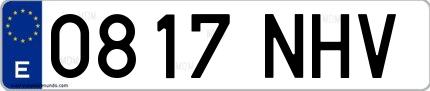 Ejemplo de matrícula española 0817 NHV
