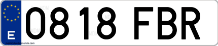 Ejemplo de matrícula de coche ordinaria 0818 FBR