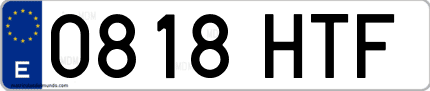 Ejemplo de matrícula de coche ordinaria 0818 HTF