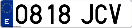 Ejemplo de matrícula de coche ordinaria 0818 JCV
