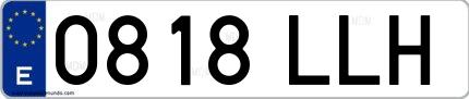 Ejemplo de matrícula española 0818 LLH