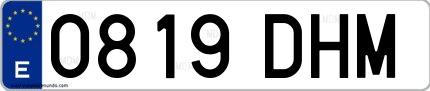 Ejemplo de matrícula española 0819 DHM