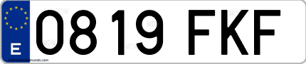 Ejemplo de matrícula de coche ordinaria 0819 FKF