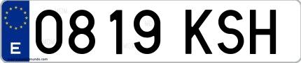 Ejemplo de matrícula española 0819 KSH