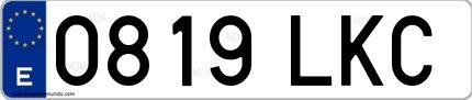Ejemplo de matrícula española 0819 LKC