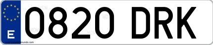 Ejemplo de matrícula española 0820 DRK