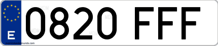 Ejemplo de matrícula de coche ordinaria 0820 FFF