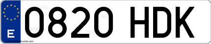 Ejemplo de matrícula de coche ordinaria 0820 HDK