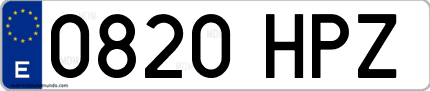 Ejemplo de matrícula de coche ordinaria 0820 HPZ
