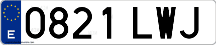 Ejemplo de matrícula de coche ordinaria 0821 LWJ