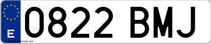 Ejemplo de matrícula española 0822 BMJ