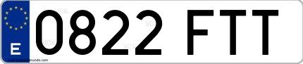 Ejemplo de matrícula española 0822 FTT