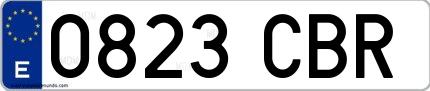 Ejemplo de matrícula española 0823 CBR