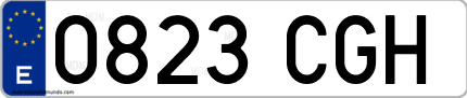 Ejemplo de matrícula de coche ordinaria 0823 CGH