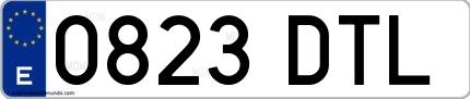 Ejemplo de matrícula española 0823 DTL