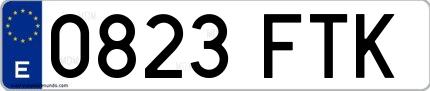 Ejemplo de matrícula española 0823 FTK