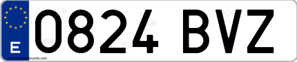 Ejemplo de matrícula de coche ordinaria 0824 BVZ