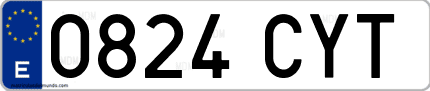 Ejemplo de matrícula de coche ordinaria 0824 CYT
