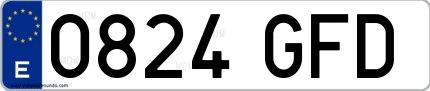Ejemplo de matrícula española 0824 GFD