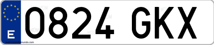 Ejemplo de matrícula de coche ordinaria 0824 GKX