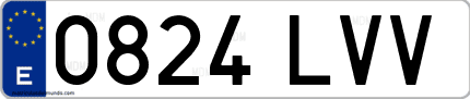 Ejemplo de matrícula de coche ordinaria 0824 LVV