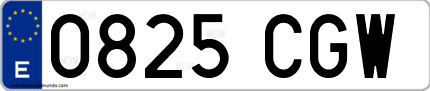 Ejemplo de matrícula de coche ordinaria 0825 CGW