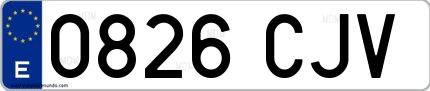 Ejemplo de matrícula española 0826 CJV