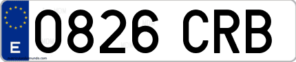 Ejemplo de matrícula de coche ordinaria 0826 CRB