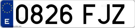 Ejemplo de matrícula de coche ordinaria 0826 FJZ