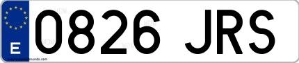 Ejemplo de matrícula española 0826 JRS