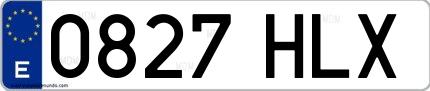 Ejemplo de matrícula española 0827 HLX