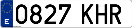 Ejemplo de matrícula de coche ordinaria 0827 KHR