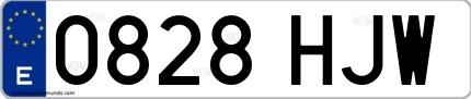 Ejemplo de matrícula española 0828 HJW