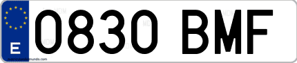 Ejemplo de matrícula de coche ordinaria 0830 BMF