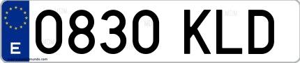 Ejemplo de matrícula española 0830 KLD