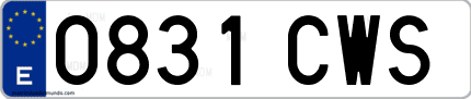 Ejemplo de matrícula de coche ordinaria 0831 CWS