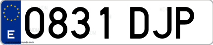 Ejemplo de matrícula de coche ordinaria 0831 DJP