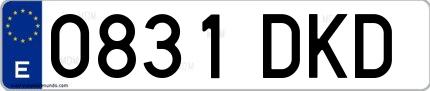 Ejemplo de matrícula española 0831 DKD