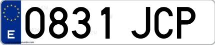 Ejemplo de matrícula española 0831 JCP