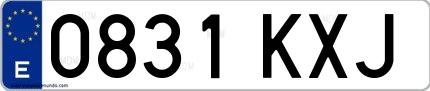 Ejemplo de matrícula española 0831 KXJ