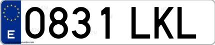 Ejemplo de matrícula española 0831 LKL