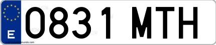 Ejemplo de matrícula española 0831 MTH