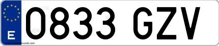 Ejemplo de matrícula española 0833 GZV