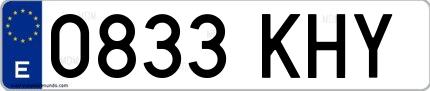 Ejemplo de matrícula española 0833 KHY