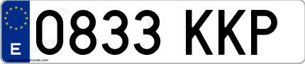 Ejemplo de matrícula de coche ordinaria 0833 KKP